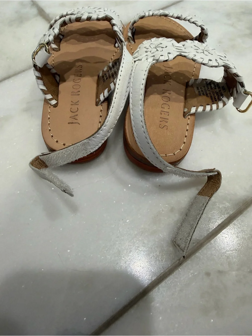 NWOT Size 9 Toddler Girls Jack Rogers White Leather Laurin Sandals